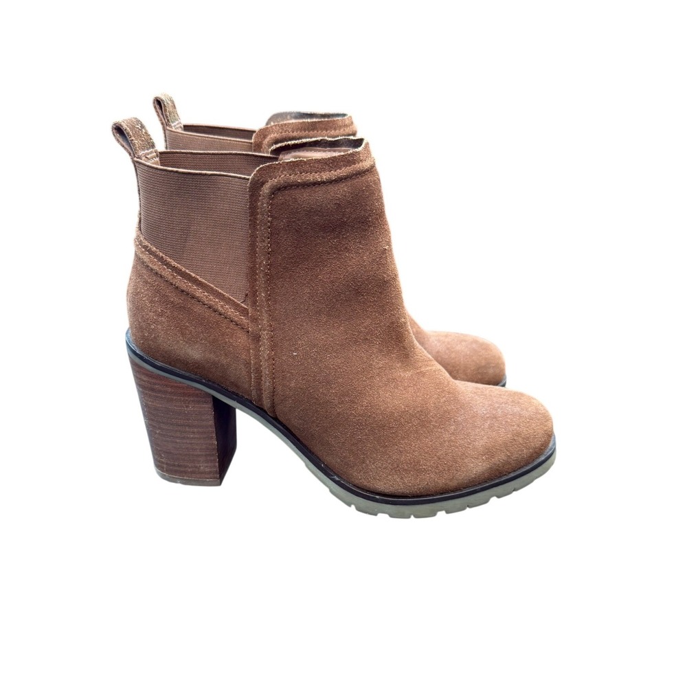 Crevo Brown Suede Heel Ankle Boots Size 8.5